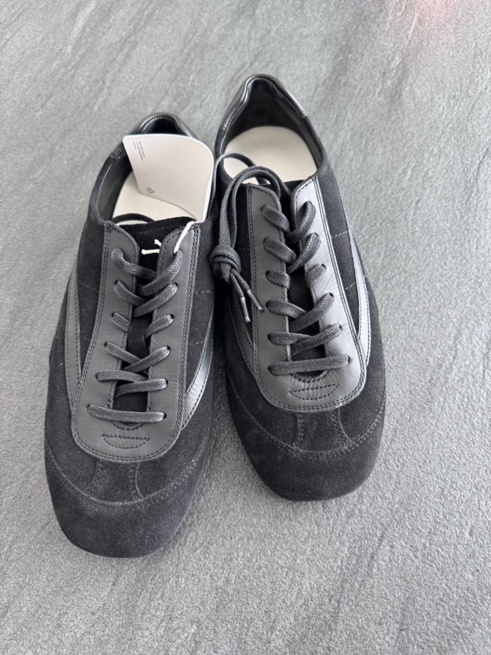 COS Men’s Black Suede and Leather Lace-Up Sneakers Size 42